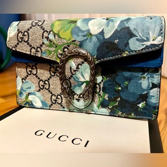 Gucci Blue Floral Shoulder Bag - Picture 4 of 4